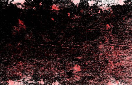 Red Black White Aged Grunge Wall Background. Old Weathered Peeled Painted Plaster Backdrop. Reddish Abstract Antique Cracked Stain Texture Background. Damaged Retro Stucco Scratched Patternの写真素材