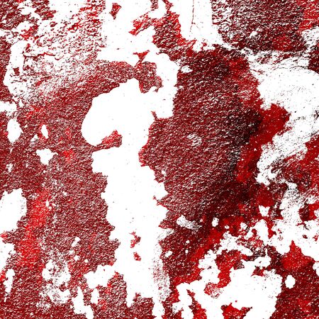 Red Black White Aged Grunge Wall Background. Old Weathered Peeled Painted Plaster Backdrop. Reddish Abstract Antique Cracked Stain Texture Background. Damaged Retro Stucco Scratched Patternの写真素材