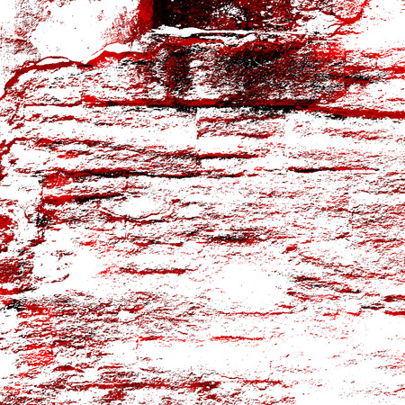 Red Black White Aged Grunge Wall Background. Old Weathered Peeled Painted Plaster Backdrop. Reddish Abstract Antique Cracked Stain Texture Background. Damaged Retro Stucco Scratched Patternの写真素材