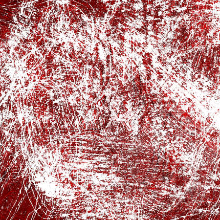Red Black White Aged Grunge Wall Background. Old Weathered Peeled Painted Plaster Backdrop. Reddish Abstract Antique Cracked Stain Texture Background. Damaged Retro Stucco Scratched Patternの写真素材