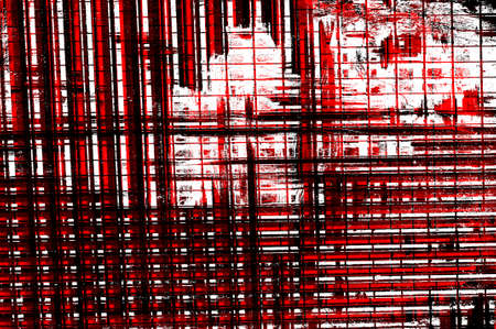 Red Black White Aged Grunge Wall Background. Old Weathered Peeled Painted Plaster Backdrop. Reddish Abstract Antique Cracked Stain Texture Background. Damaged Retro Stucco Scratched Patternの写真素材