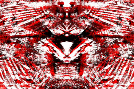 Red Black White Aged Grunge Wall Background. Old Weathered Peeled Painted Plaster Backdrop. Reddish Abstract Antique Cracked Stain Texture Background. Damaged Retro Stucco Scratched Patternの写真素材