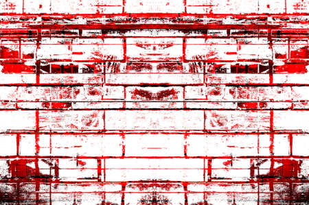 Red Black White Aged Grunge Wall Background. Old Weathered Peeled Painted Plaster Backdrop. Reddish...