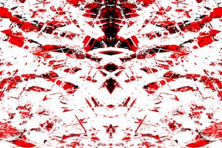 Red Black White Aged Grunge Wall Background. Old Weathered Peeled Painted Plaster Backdrop. Reddish Abstract Antique Cracked Stain Texture Background. Damaged Retro Stucco Scratched Patternの写真素材