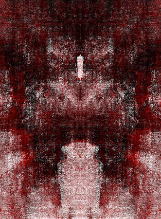 Red Black White Aged Grunge Wall Background. Old Weathered Peeled Painted Plaster Backdrop. Reddish Abstract Antique Cracked Stain Texture Background. Damaged Retro Stucco Scratched Patternの写真素材