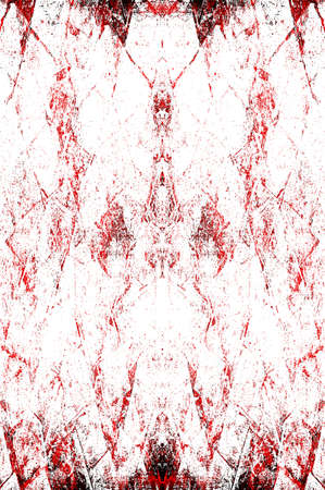 Red Black White Aged Grunge Wall Background. Old Weathered Peeled Painted Plaster Backdrop. Reddish Abstract Antique Cracked Stain Texture Background. Damaged Retro Stucco Scratched Patternの写真素材