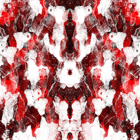 Red Black White Aged Grunge Wall Background. Old Weathered Peeled Painted Plaster Backdrop. Reddish Abstract Antique Cracked Stain Texture Background. Damaged Retro Stucco Scratched Patternの写真素材