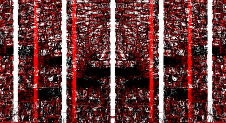 Red Black White Aged Grunge Wall Background. Old Weathered Peeled Painted Plaster Backdrop. Reddish...