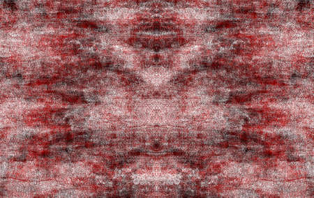 Red Black White Aged Grunge Wall Background. Old Weathered Peeled Painted Plaster Backdrop. Reddish Abstract Antique Cracked Stain Texture Background. Damaged Retro Stucco Scratched Patternの写真素材