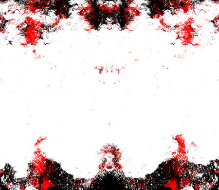 Red Black White Aged Grunge Wall Background. Old Weathered Peeled Painted Plaster Backdrop. Reddish Abstract Antique Cracked Stain Texture Background. Damaged Retro Stucco Scratched Patternの写真素材