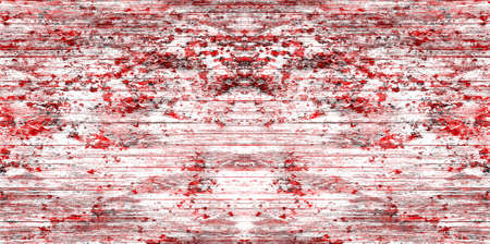 Red Black White Aged Grunge Wall Background. Old Weathered Peeled Painted Plaster Backdrop. Reddish Abstract Antique Cracked Stain Texture Background. Damaged Retro Stucco Scratched Patternの写真素材