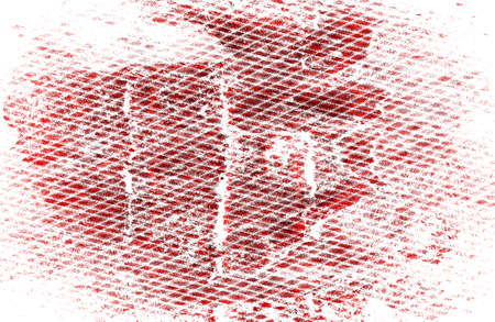 Red Black White Aged Grunge Wall Background. Old Weathered Peeled Painted Plaster Backdrop. Reddish...