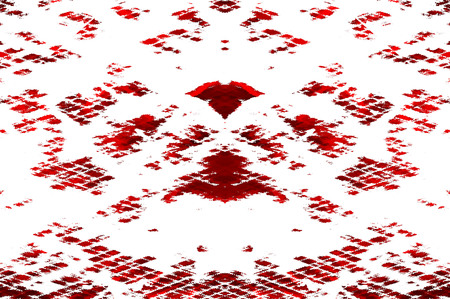 Red Black White Aged Grunge Wall Background. Old Weathered Peeled Painted Plaster Backdrop. Reddish Abstract Antique Cracked Stain Texture Background. Damaged Retro Stucco Scratched Patternの写真素材