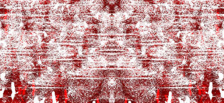 Red Black White Aged Grunge Wall Background. Old Weathered Peeled Painted Plaster Backdrop. Reddish Abstract Antique Cracked Stain Texture Background. Damaged Retro Stucco Scratched Patternの写真素材