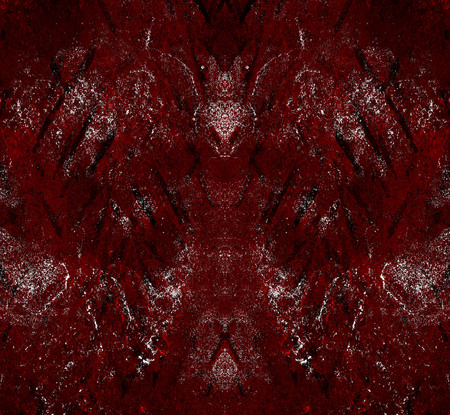 Red Black White Aged Grunge Wall Background. Old Weathered Peeled Painted Plaster Backdrop. Reddish Abstract Antique Cracked Stain Texture Background. Damaged Retro Stucco Scratched Patternの写真素材
