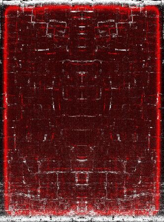 Red Black White Aged Grunge Wall Background. Old Weathered Peeled Painted Plaster Backdrop. Reddish Abstract Antique Cracked Stain Texture Background. Damaged Retro Stucco Scratched Patternの写真素材