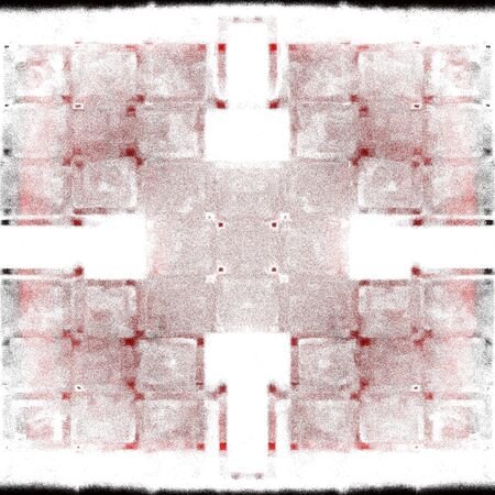 Red Black White Aged Grunge Wall Background. Old Weathered Peeled Painted Plaster Backdrop. Reddish...