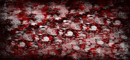 Red Black White Aged Grunge Wall Background. Old Weathered Peeled Painted Plaster Backdrop. Reddish Abstract Antique Cracked Stain Texture Background. Damaged Retro Stucco Scratched Patternの写真素材