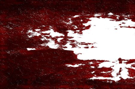 Red Black White Aged Grunge Wall Background. Old Weathered Peeled Painted Plaster Backdrop. Reddish Abstract Antique Cracked Stain Texture Background. Damaged Retro Stucco Scratched Patternの写真素材