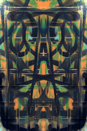 Old Color Grunge Painted Plaster Stucco Wall Vintage Weathered Frame With Abstract Antique Cracked Scratched Texture And Retro Pattern. Empty Space For Image Or Text. Squareの写真素材