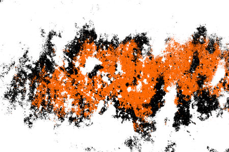 Orange Black White Aged Grunge Wall Background. Old Weathered Peeled Painted Plaster Backdrop. Reddish Abstract Antique Cracked Stain Texture Background. Damaged Retro Stuccoの写真素材