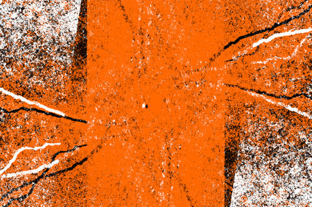 Orange Black White Aged Grunge Wall Background. Old Weathered Peeled Painted Plaster Backdrop. Reddish Abstract Antique Cracked Stain Texture Background. Damaged Retro Stuccoの写真素材
