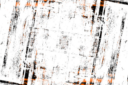 Orange Black White Aged Grunge Wall Background. Old Weathered Peeled Painted Plaster Backdrop....