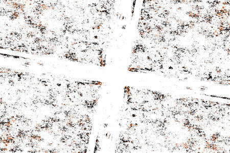 Orange Black White Aged Grunge Wall Background. Old Weathered Peeled Painted Plaster Backdrop. Reddish Abstract Antique Cracked Stain Texture Background. Damaged Retro Stuccoの写真素材