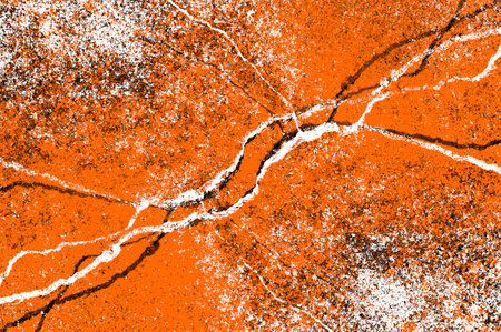 Orange Black White Aged Grunge Wall Background. Old Weathered Peeled Painted Plaster Backdrop. Reddish Abstract Antique Cracked Stain Texture Background. Damaged Retro Stuccoの写真素材