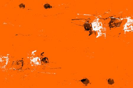 Orange Black White Aged Grunge Wall Background. Old Weathered Peeled Painted Plaster Backdrop. Reddish Abstract Antique Cracked Stain Texture Background. Damaged Retro Stuccoの写真素材