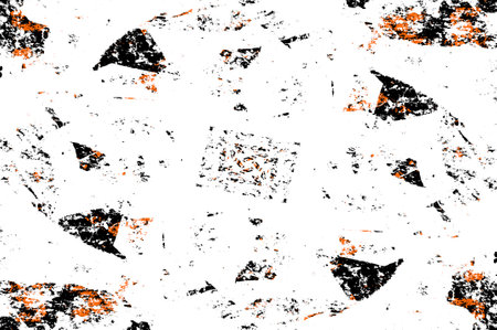 Orange Black White Aged Grunge Wall Background. Old Weathered Peeled Painted Plaster Backdrop....