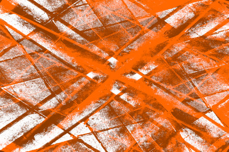 Orange Black White Aged Grunge Wall Background. Old Weathered Peeled Painted Plaster Backdrop. Reddish Abstract Antique Cracked Stain Texture Background. Damaged Retro Stuccoの写真素材