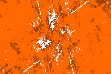 Orange Black White Aged Grunge Wall Background. Old Weathered Peeled Painted Plaster Backdrop. Reddish Abstract Antique Cracked Stain Texture Background. Damaged Retro Stuccoの写真素材