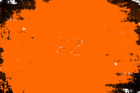 Orange Black White Aged Grunge Wall Background. Old Weathered Peeled Painted Plaster Backdrop. Reddish Abstract Antique Cracked Stain Texture Background. Damaged Retro Stuccoの写真素材