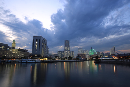 City Sea nightのeditorial素材