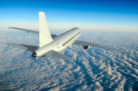 Airplane in the sky 3D rendering