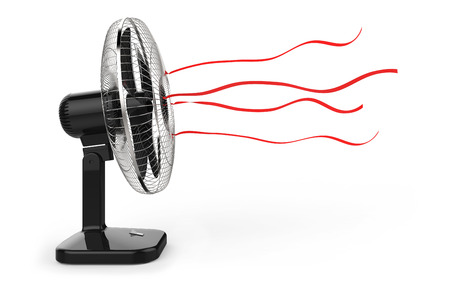 Electric fan isolated on white background 3D renderingの写真素材