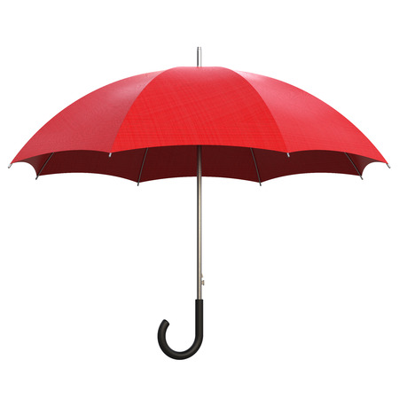 Red umbrella isolated on white background 3D renderingの写真素材