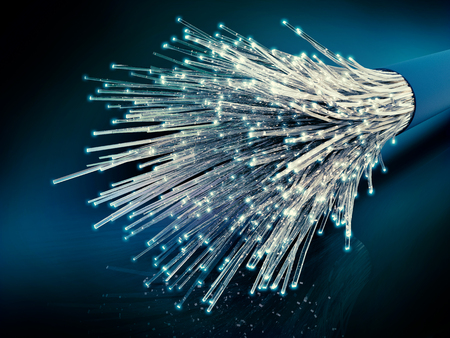 Optic fiber cable connection, 3D renderingの写真素材