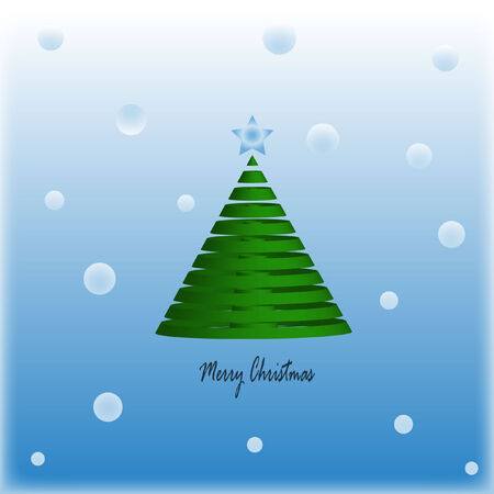 Decorative Christmas tree on a blue backgroundのイラスト素材