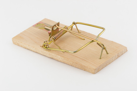 Mousetrap isolated on white backgroundの写真素材
