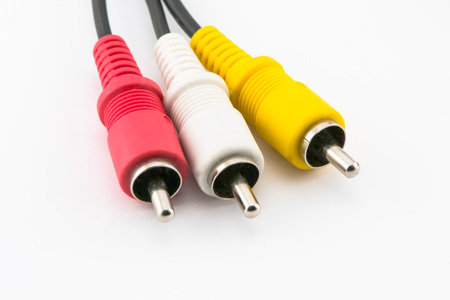 Audio video cable on a white backgroundの写真素材
