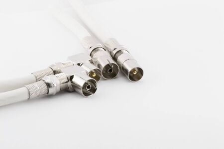 TV connectors of different types on a white backgroundの写真素材