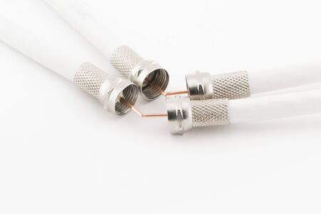 Connectors for cable TV on a white backgroundの写真素材