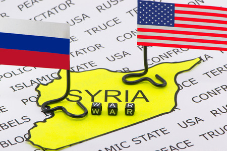 The war between Russia, the US, the opposition and the Islamic state in Syriaの写真素材