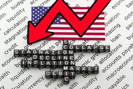 The fall of the US economy in the wordsの写真素材