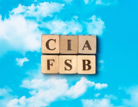 The word CIA FSB on the sky backgroundの写真素材