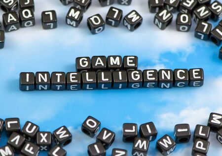 The word Game intelligence on the sky backgroundの写真素材