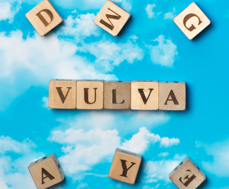 The word vulva on the sky backgroundの写真素材