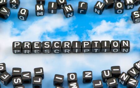 The word prescription on the sky backgroundの写真素材